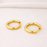 Classic smooth gold hoop earrings for office wear women