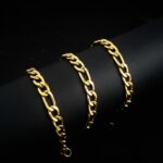 AuraSpark Gold Tone Anti Tarnish Figaro Chain for Men