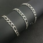 Men’s Silver Figaro Link Necklace with High Polish Finish