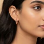 Minimal twisted rose gold huggie earrings for women