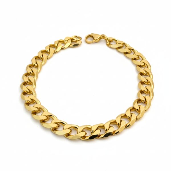 18K Bold Gold-Plated Cuban Link Chain Bracelet for Men