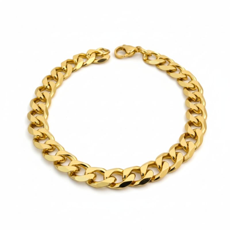 18K Bold Gold-Plated Cuban Link Chain Bracelet for Men
