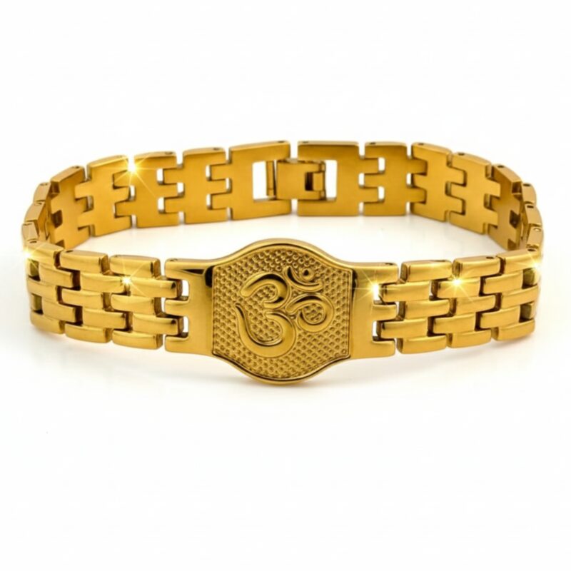 Premium Stainless Steel18K Gold Spiritual OM Engraved Bracelet
