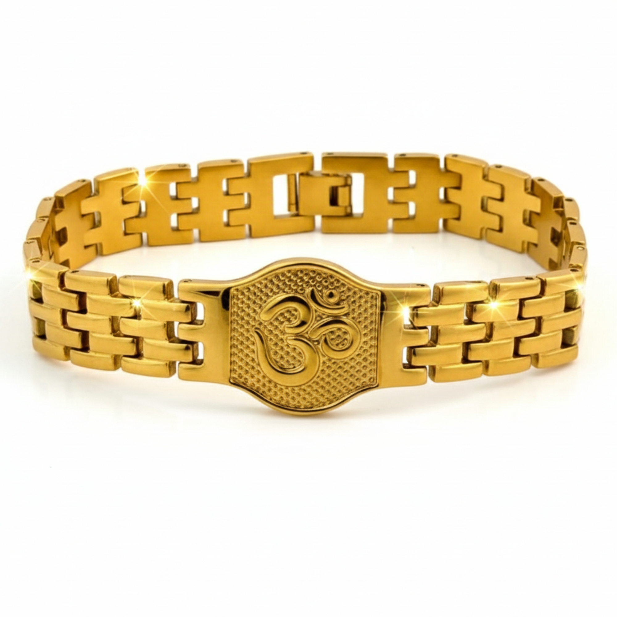 Premium Stainless Steel18K Gold Spiritual OM Engraved Bracelet