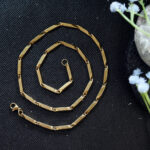 Men's 18K Gold Rice Link Necklace Waterproof Jewelry