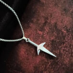 AuraSpark Men's Silver Sword Pendant Necklace on Curb Chain