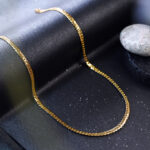 Men's Waterproof Flat Link Gold Necklace AuraSpark