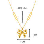 Delicate Gold Bow Pendant Necklace with geometric chain for Women