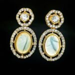 AuraSpark crystal stud earrings with white stone dangles