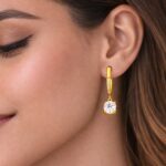 Sparkling 18K Gold Plated Solitaire Dangler Earrings for Women