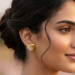 Hypoallergenic Gold Plated Pavé Heart Studs for Women