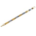 Unique Two Tone Gold & Silver Square link Bracelet for Men
