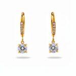 Sparkling 18K Gold Plated Solitaire Dangler Earrings for Women