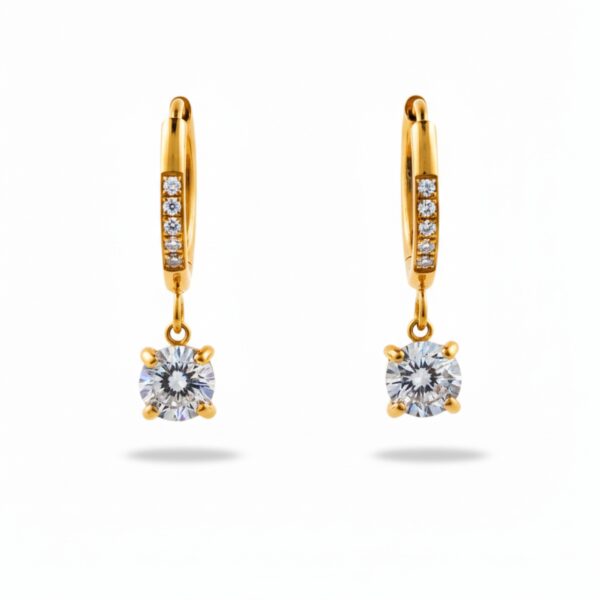 Sparkling 18K Gold Plated Solitaire Dangler Earrings for Women
