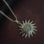 AuraSpark silver Eye of Horus sun pendant necklace for men