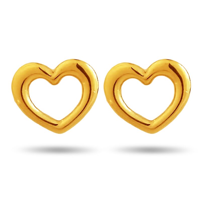 Classic Gold Plated Anti Tarnish Open Heart Earrings for Women