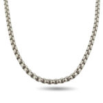 Stylish Silve Tone Stainless Steel Rounded Box Chain for Men