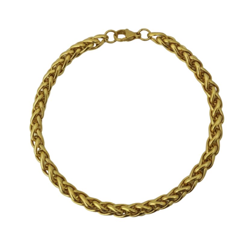 Premium 18K Gold Tone Wheat Chain Bracelet for Men