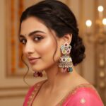 Traditional Boho Floral Silver Jhumkas with Crystal Drops