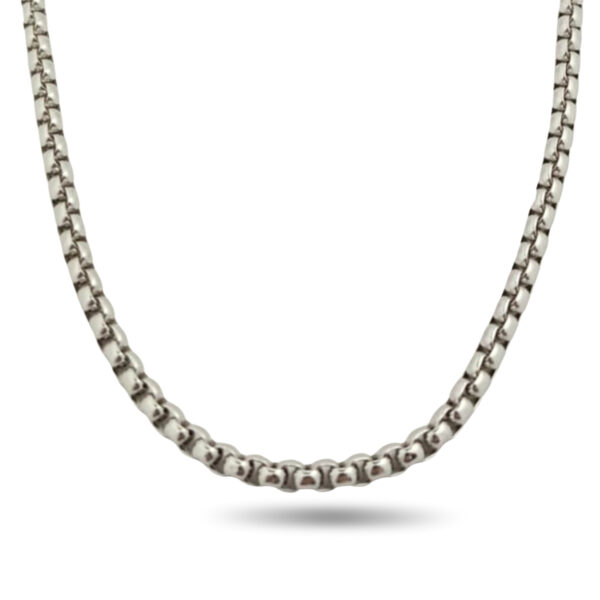 Stylish Silve Tone Stainless Steel Rounded Box Chain for Men