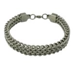Stylish Silver Stainless Steel Double Franco Link Bracelet for Men