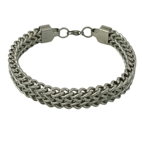 Stylish Silver Stainless Steel Double Franco Link Bracelet for Men