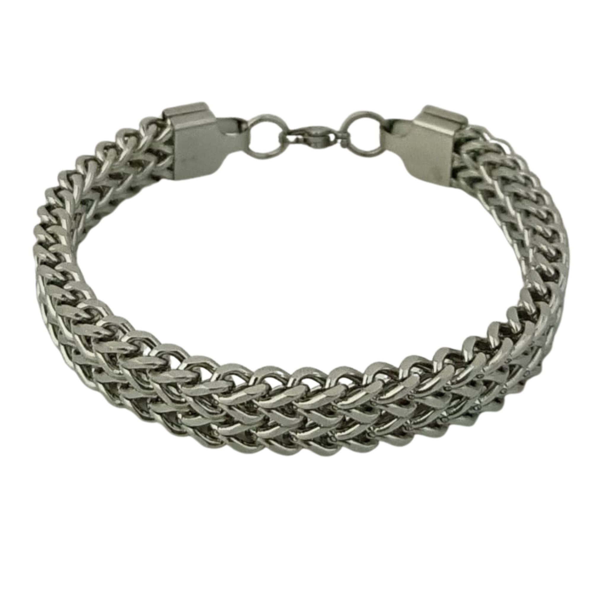 Stylish Silver Stainless Steel Double Franco Link Bracelet for Men