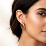 Elegant Gold-Plated Stainless-Steel Heart Hoop Earring