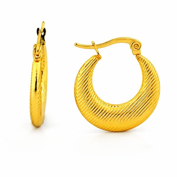 Classic Gold Textured Crescent Hoop Earrings for Her