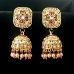 Traditional Gold Tone Kundan Earrings for Wedding Wear