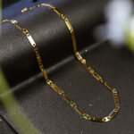 AuraSpark Men's 18K Gold Plated Biscuit Bar Link Chain