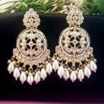 Traditional White Kundan Jhumka Earrings for Weddings