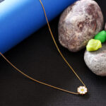 AuraSpark Gold Daisy Pendant Necklace on Snake Chain