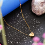 AuraSpark Gold Puffed Heart Necklace on Satellite Chain