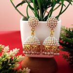 AuraSpark Gold Tone Pearl Jhumka Earrings for traditional wedding wear