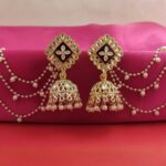Traditional Maroon Enamel Silver Jhumki Earrings