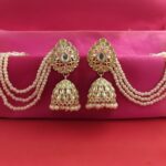 AuraSpark traditional Kundan gold earrings with pearls