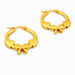 Gold Plated Romantic Heart & Bow Hoop Earrings for Women