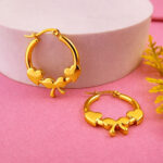 AuraSpark Gold Hoop Earrings with Heart and Bow Charms
