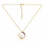 Gold Tone Celestial Halo Chain Pendant Necklace for Women