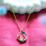 Gold Tone Celestial Halo Chain Pendant Necklace for Women