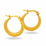 Elegant Gold Plated Lightweight Twisted Rope Gold Hoop Earrings
