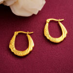 AuraSpark Gold Floral Filigree Oval Hoop Earrings for Women