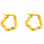 Elegant Gold Plated Wave Hoop Earrings for Women