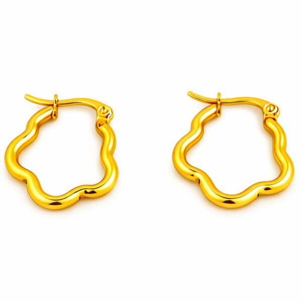 Elegant Gold Plated Wave Hoop Earrings for Women