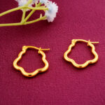 Modern Wavy Gold Hoop Earrings for women with secure clasp