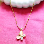 AuraSpark peach and crystal butterfly pendant on gold chain
