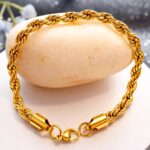 18K Gold Plated Rope Chain Bracelet for Men