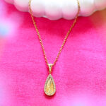 AuraSpark 18k gold plated pear shaped pendant for women