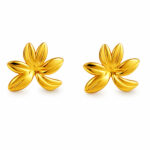 Minimalist Gold Floral Petal Design Stud Earring